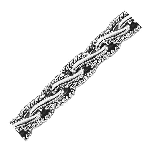 Bids.com Oxidized Sterling Silver Men's Chain Bracelet in a Cable Motif Bracelets