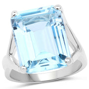 Bids.com 14.20 Carat Genuine Blue Topaz .925 Sterling Silver Ring Rings