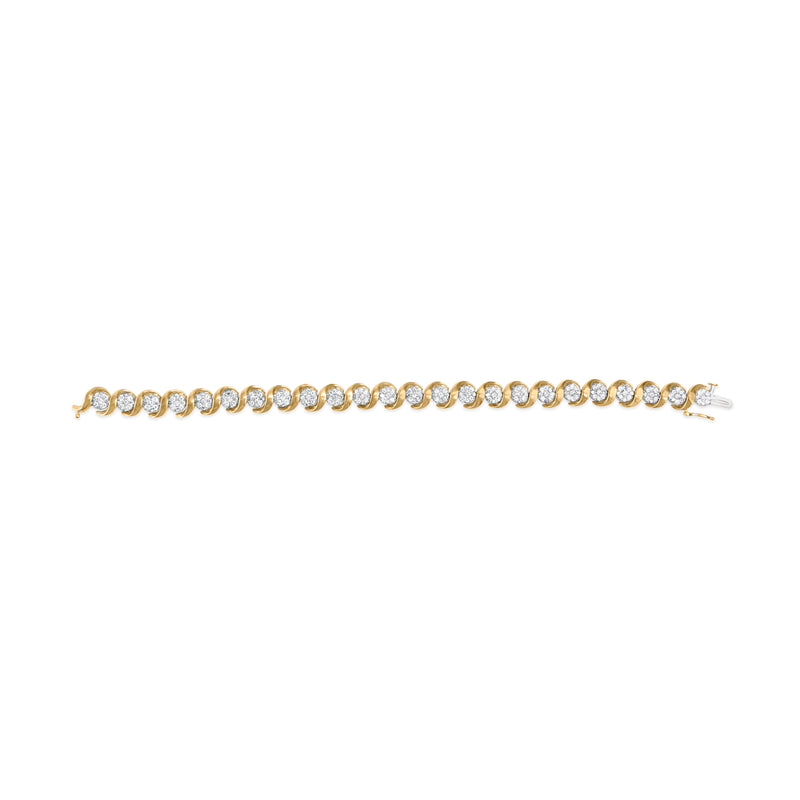 Bids.com 10K Yellow Gold 4.00 Cttw Round-Cut Diamond Floral Link 7.5" Bracelet (H-I Color, I2-I3 Clarity) Bracelets