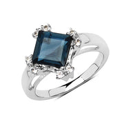 Bids.com 1.99 Carat Genuine London Blue Topaz & White Topaz .925 Sterling Silver Ring Rings