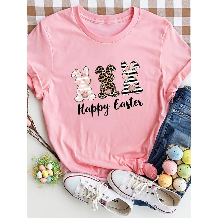 Happy Easter Round Neck Short Sleeve T-Shirt