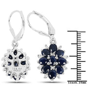 Bids.com 3.94 Carat Blue Sapphire and White Zircon .925 Sterling Silver Earrings Earrings