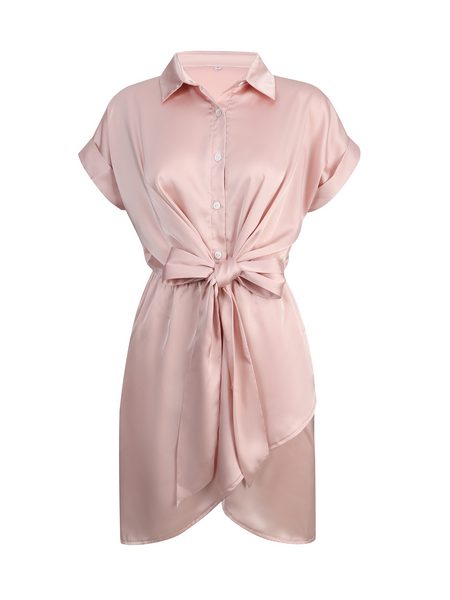 Women's Solid Knot Front Shirt Dress HP7CH56TB2