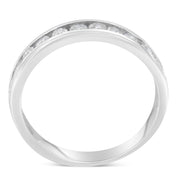 Bids.com IGI Certified 1/2 Cttw Round Brilliant Cut Diamond 18K White Gold Channel Set Eternity Style Wedding Band Ring (H-I Color, I1-I2 Clarity) - Size 7 Rings