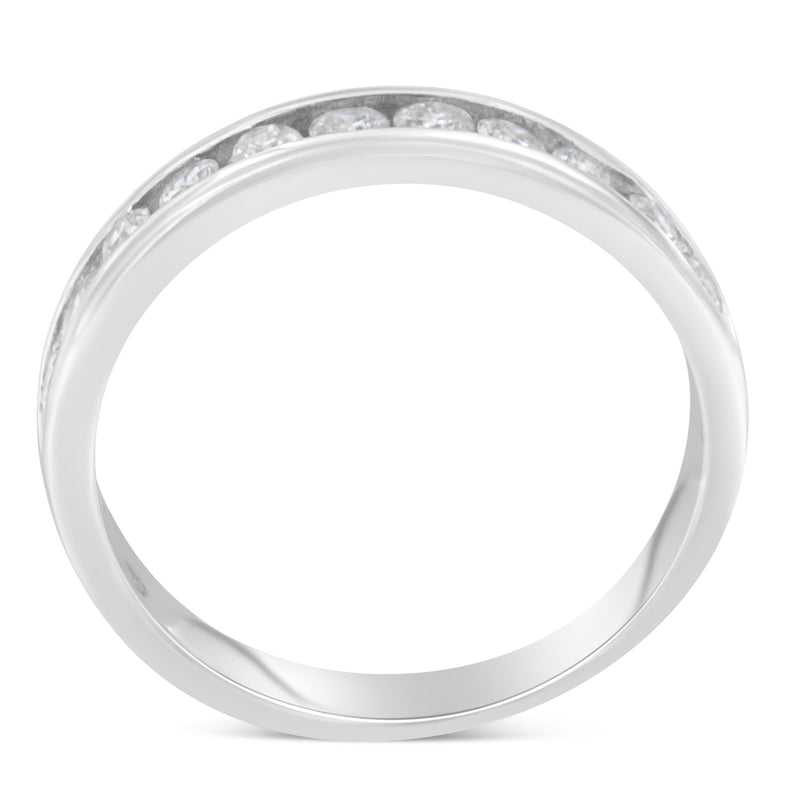 Bids.com IGI Certified 1/2 Cttw Round Brilliant Cut Diamond 18K White Gold Channel Set Eternity Style Wedding Band Ring (H-I Color, I1-I2 Clarity) - Size 7 Rings