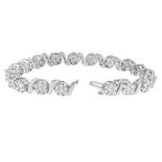 Bids.com 14K White Gold 7 3/8 Cttw Round Brilliant Diamond Floral Cluster and S Link Bracelet (H-I Color, SI2-I1 Clarity) - 7" Inches Bracelets