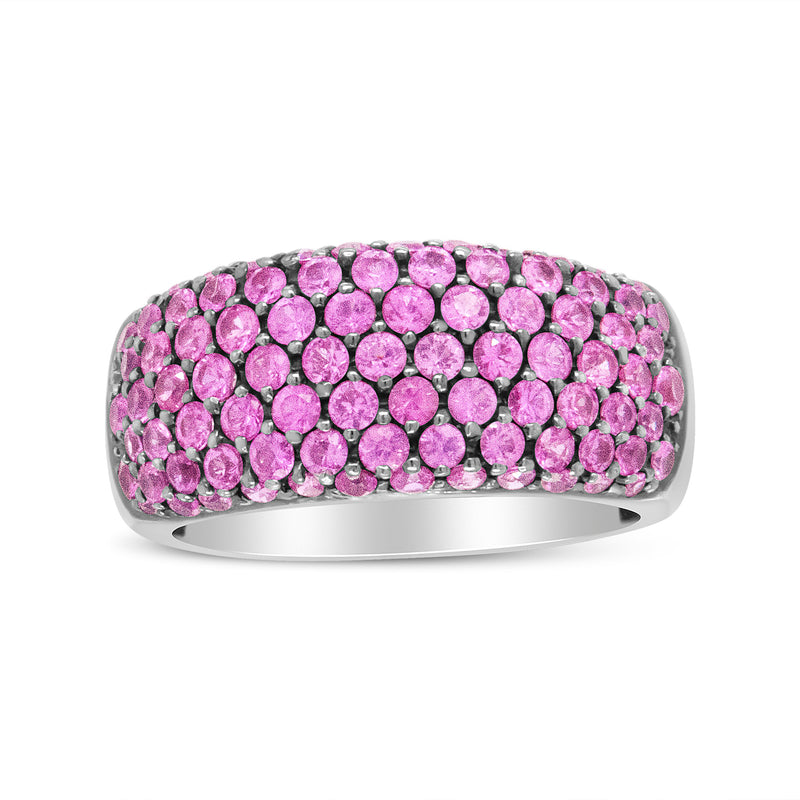 Bids.com 18K White Gold and Black Rhodium Multi Row Pink Sapphire Classic Band Ring - Ring Size 6.5 Rings
