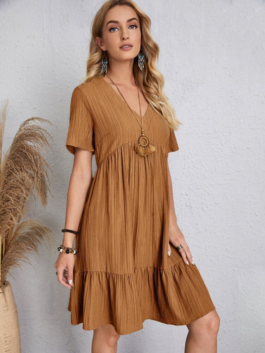 V-Neck Short Sleeve Dress