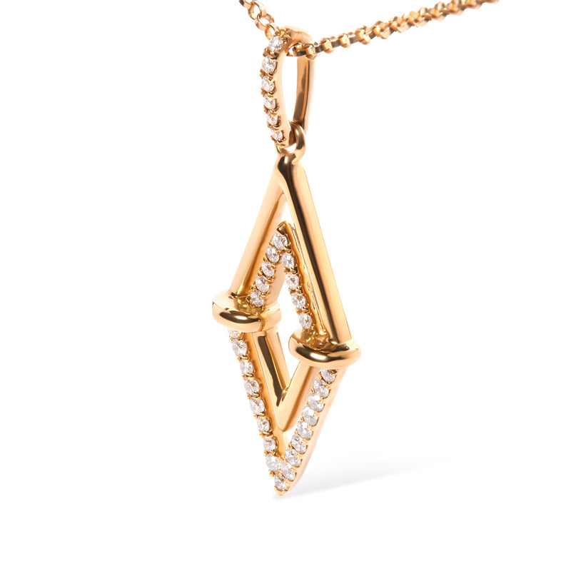 Bids.com 14K Yellow Gold 1/4 Cttw Diamond Double Triangle Geometric 18" Pendant Necklace (G-H Color, SI1-SI2 Clarity) Necklaces