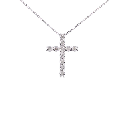 Bids.com .25ct Diamond Cross Religious Pendant Sterling Silver Pendants