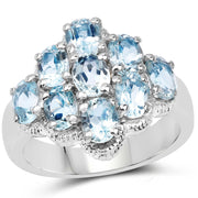 Bids.com 3.24 Carat Genuine Blue Topaz .925 Sterling Silver Ring Rings