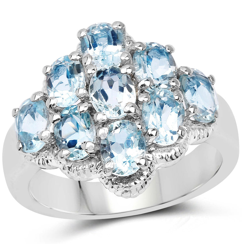 Bids.com 3.24 Carat Genuine Blue Topaz .925 Sterling Silver Ring Rings
