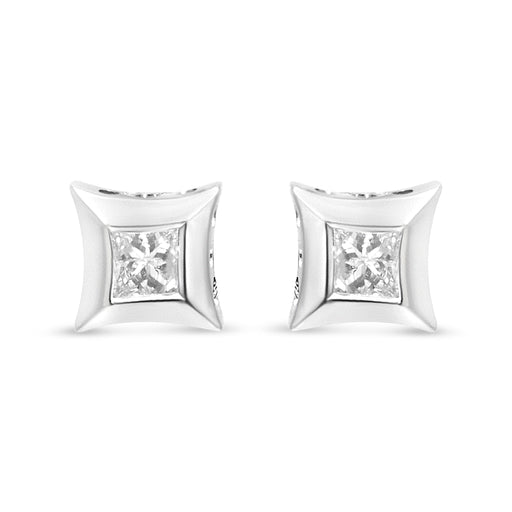 Bids.com 10K White Gold 1/3 Cttw Invisible Set Style Princess-Cut Diamond Stud Earrings (H-I Color, SI2-I1 Clarity) Earrings