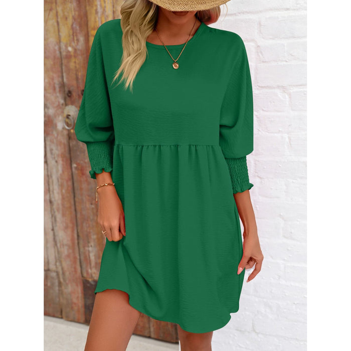 Round Neck Lantern Sleeve Mini Dress