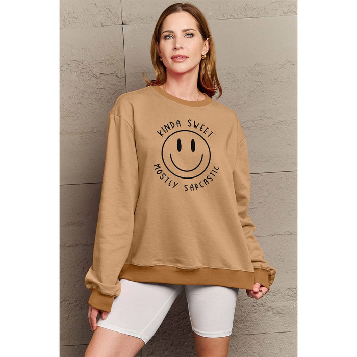 Simply Love Smiling Face Graphic Sweatshirt