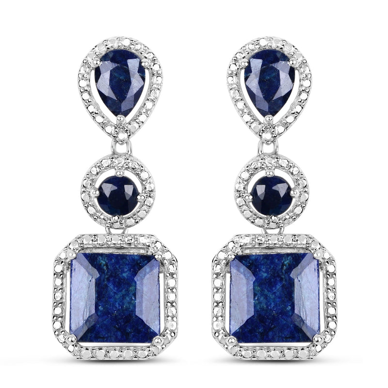 Bids.com 11.62 Carat Dyed Sapphire .925 Sterling Silver Earrings Earrings