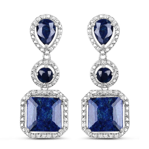 Bids.com 11.62 Carat Dyed Sapphire .925 Sterling Silver Earrings Earrings