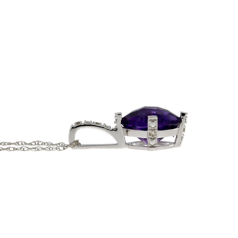 Bids.com Amethyst Diamond Fashion Pendants 10KT White Gold Pendants