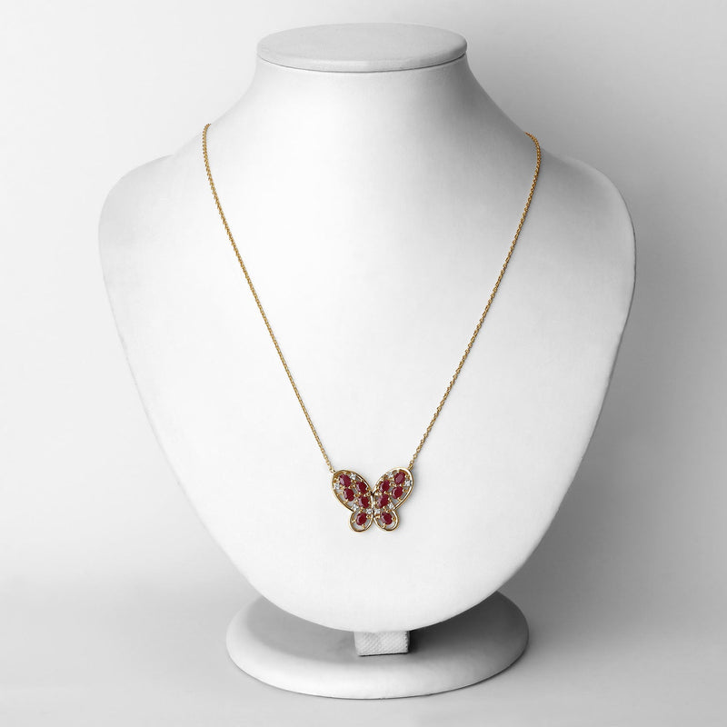 Bids.com 2.36 Carat Genuine Ruby and White Zircon .925 Sterling Silver Necklace Necklaces