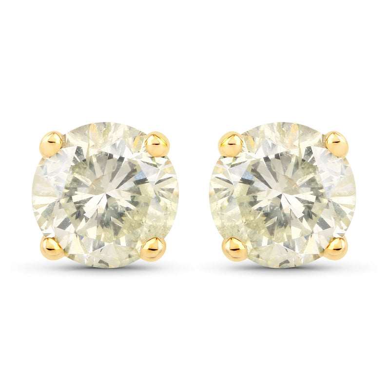 Bids.com 1.24 Carat Genuine LB Diamond 14K Yellow Gold Earrings Earrings