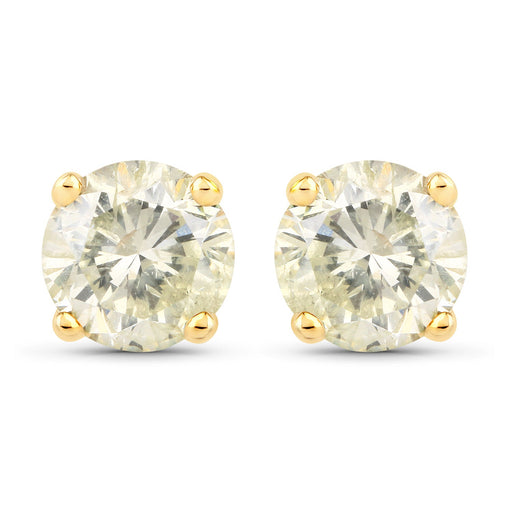 Bids.com 1.24 Carat Genuine LB Diamond 14K Yellow Gold Earrings Earrings