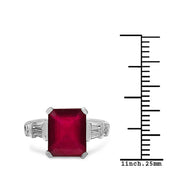 Bids.com 4.30 ct. t.w. Glass Filled Ruby and White Topaz Ring in Sterling Silver Rings
