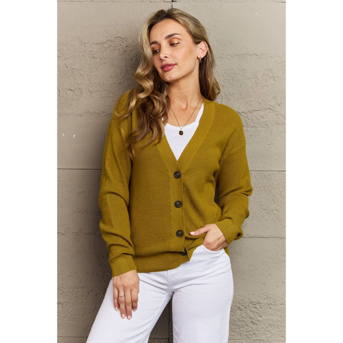 Zenana Kiss Me Tonight Button Down Cardigan in Chartreuse