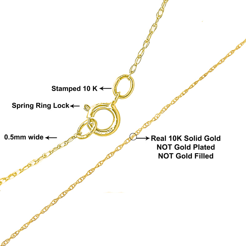 Bids.com Solid 10K Yellow Gold 0.5mm Slim and Dainty Unisex 18" Rope Chain Necklace Necklaces
