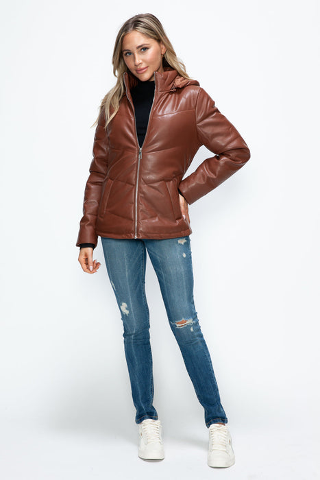 Pocketed Zip Up Puffer Jacket with Removable Hood