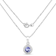 Bids.com 1.05 Carat Genuine Tanzanite and White Topaz .925 Sterling Silver Pendant Pendants