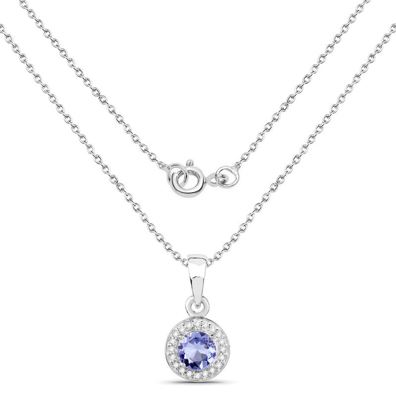Bids.com 1.05 Carat Genuine Tanzanite and White Topaz .925 Sterling Silver Pendant Pendants