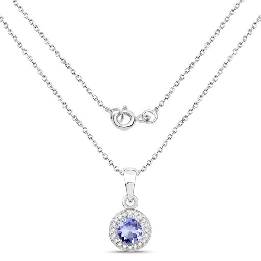 Bids.com 1.05 Carat Genuine Tanzanite and White Topaz .925 Sterling Silver Pendant Pendants
