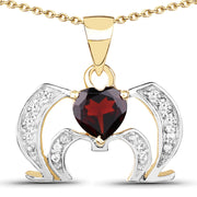 Bids.com 14K Yellow Gold Plated 1.05 Carat Genuine Garnet and White Topaz .925 Sterling Silver Pendant Pendants