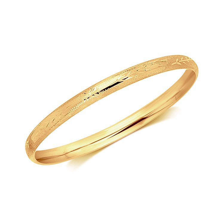 Bids.com 14k Yellow Gold Dome Style Children's Bangle with Diamond Cuts Bracelets