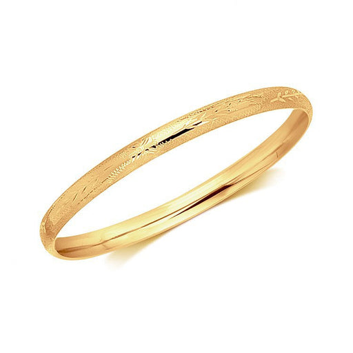 Bids.com 14k Yellow Gold Dome Style Children's Bangle with Diamond Cuts Bracelets