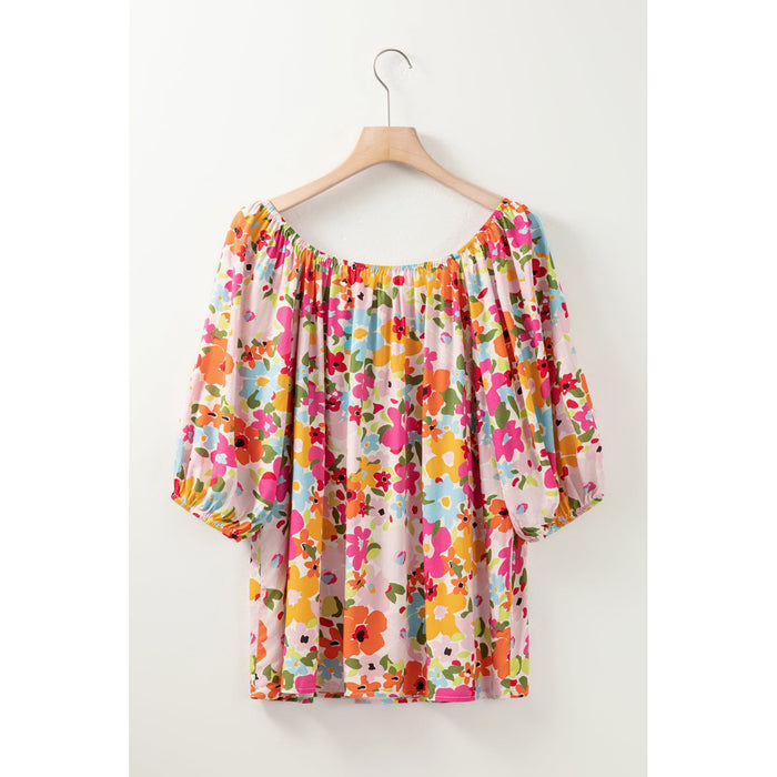 Printed Round Neck Half Sleeve Blouse