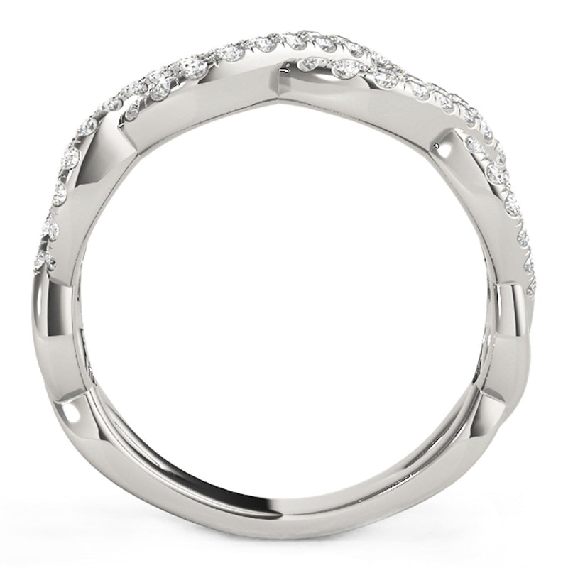 Bids.com Diamond Studded Interlocking Waves Ring in 14k White Gold (5/8 cttw) Rings