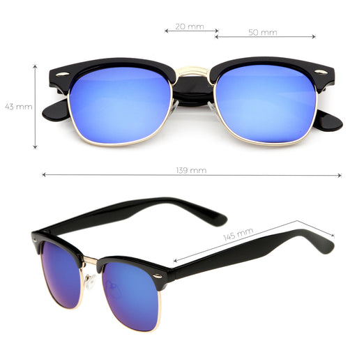 zeroUV Classic Square Colored Mirrored Lens Horn Rimmed Sunglasses C772 Sunglasses