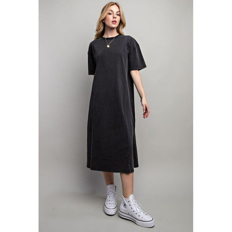 VENTED HEAVY COTTON WASHED DRESS