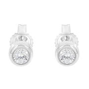 Bids.com 10K White Gold 1/5 Cttw Round Brilliant-Cut Near Colorless Diamond Bezel-Set Stud Earrings (H-I Color, I1-I2 Clarity) Earrings