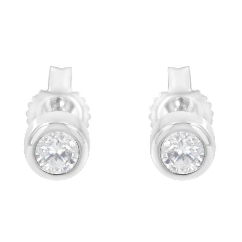 Bids.com 10K White Gold 1/5 Cttw Round Brilliant-Cut Near Colorless Diamond Bezel-Set Stud Earrings (H-I Color, I1-I2 Clarity) Earrings