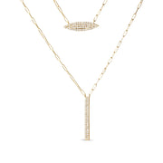 Bids.com 14K Yellow Gold 3/8 Cttw Two-Strand Marquise and Bar Charm Paper Clip Link Pendant Necklace  (I-J Color, I1-I2 Clarity) -18" and 20" Inch Lengths Necklaces