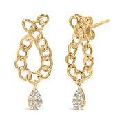 Bids.com 14K Yellow Gold Plated .925 Sterling Silver 1/10 Cttw Diamond Chain Link Teardrop Dangle Earrings (H-I Color, I1-I2 Clarity) Earrings