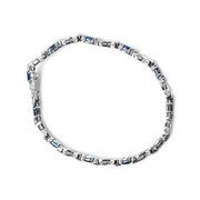 Bids.com 10K White Gold 5x4mm Oval Sapphire Gemstone and 1/10 Cttw Diamond Prong Set "X" Link Bracelet - Size 7" (H-I Color, SI1-SI2 Clarity) Bracelets