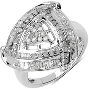 Bids.com 1.23 Carat Genuine White Diamond .925 Sterling Silver Ring Rings