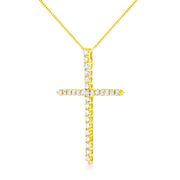 Bids.com 10K Yellow Gold Plated .925 Sterling Silver 3.0 Cttw Prong-Set Round Brilliant Cut Diamond Cross 18" Pendant Necklace (J-K Color, I1-I2 Clarity) Necklaces