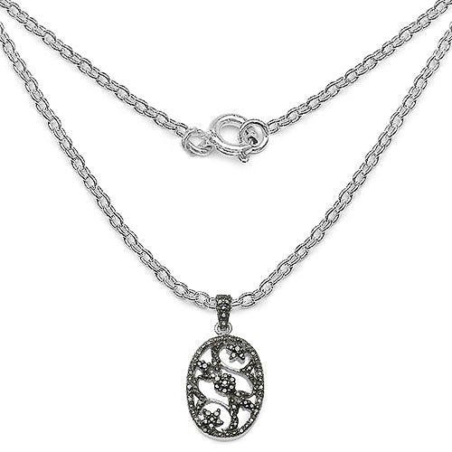 Bids.com 0.28 Carat Genuine Black Diamond .925 Sterling Silver Pandent Pendants