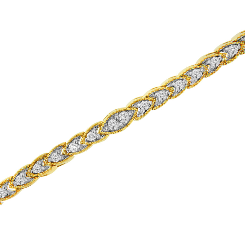 Bids.com 10K Yellow Gold Plated .925 Sterling Silver 1 cttw Prong-Set Diamond Pear Shape Link Bracelet (I-J Color, I1-I2 Clarity) - 7.25" Bracelets