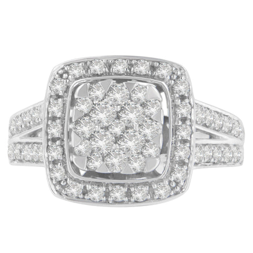 Bids.com 10K White Gold Diamond Cluster Ring (1 Cttw, H-I Color, SI2-I1 Clarity) - Size 6-1/2 Rings