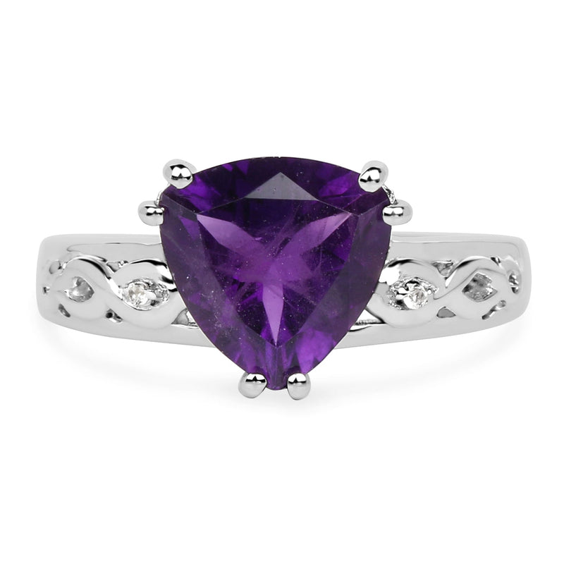 Bids.com 2.71 Carat Genuine Amethyst and White Topaz .925 Sterling Silver Ring Rings